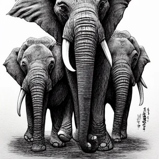 Image similar to [ elephant ] ( by kim jung gi ) ( by kentaro miura )