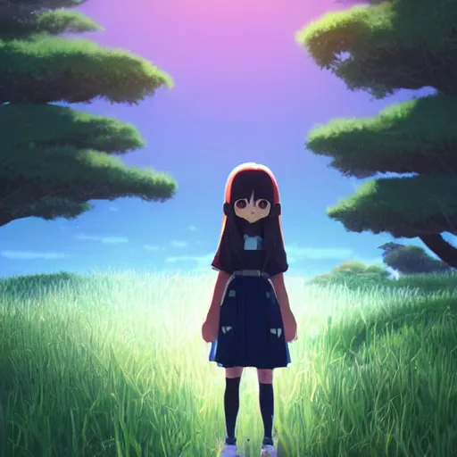 Prompt: a wholesome animation key shot of a girl, long dark blue hair, raccoon tail, medium shot, studio ghibli, pixar and disney animation, sharp, rendered in unreal engine 5, anime key art by ilya kuvshinov, range murata, bloom, dramatic lighting