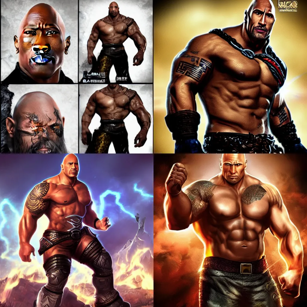 Prompt: Dwayne The Rock Johnson as league of legend character art