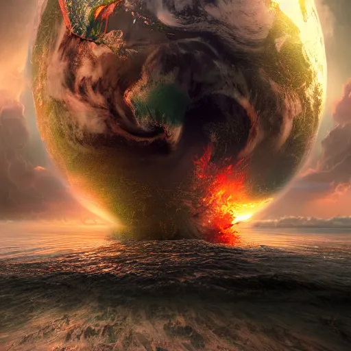 Prompt: earth destroyed by global warning by wlop