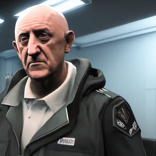 Image similar to Mike Ehrmantraut in Rainbox six siege, 4k, highly detailed