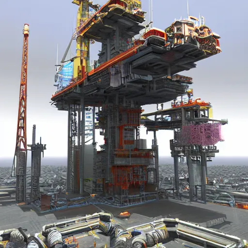 Image similar to cyberpunk oil rig