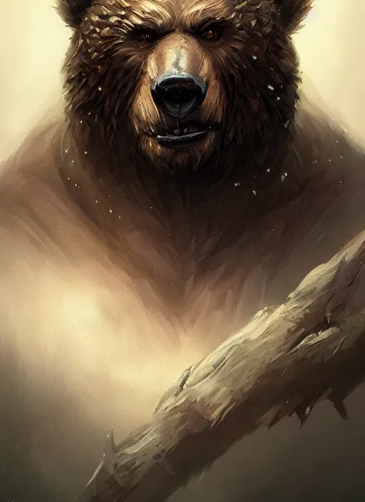 Prompt: werebear, d & d, fantasy, portrait, highly detailed, digital painting, trending on artstation, concept art, sharp focus, illustration, art by artgerm and greg rutkowski and magali villeneuve