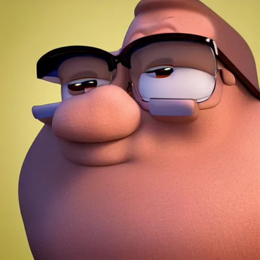 Prompt: 3 d ray traced rendering of peter griffin. 8 k, subsurface scattering, 4 0 0 0 samples, denoised