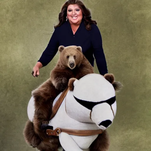 Prompt: Abby Lee Miller riding a bear, Photograph