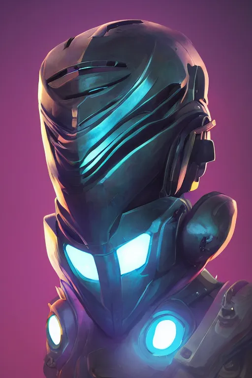 Image similar to epic mask helmet robot ninja portrait stylized as fornite style game design fanart by concept artist gervasio canda, behance hd by jesper ejsing, by rhads, makoto shinkai and lois van baarle, ilya kuvshinov, rossdraws global illumination radiating a glowing aura global illumination ray tracing hdr render in unreal engine 5