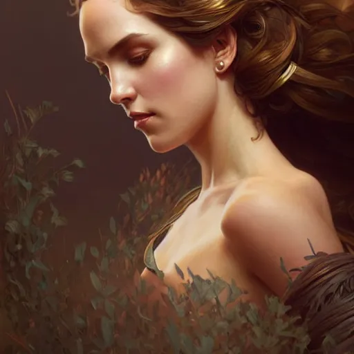 Image similar to Kate winslate, fantasy, intricate, elegant, highly detailed, digital painting, artstation, concept art, matte, sharp focus, illustration, art by Artgerm and Greg Rutkowski and Alphonse Mucha