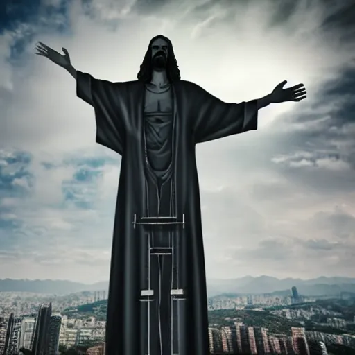 Prompt: cyberpunk christ the redeemer