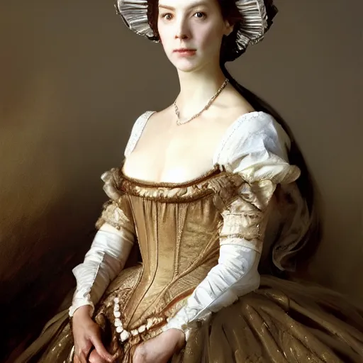 Prompt: 1 7 th century duchess, wow 4 k detail fantasy, cgsociety, matte painting, wow, realistic materials, photo realistic, postprocessing, 8 k hd detailed oil painting, by john singer sargent and craig mullins