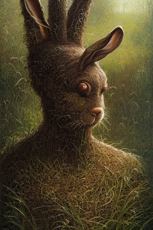 Prompt: giant swamp bunny by tomasz alen kopera.