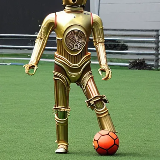 Image similar to c3po playing soccer