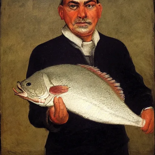 Image similar to man portrait with fish head