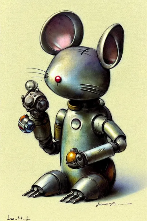 Image similar to (((((1950s retro robot mouse. muted colors.))))) by Jean-Baptiste Monge !!!!!!!!!!!!!!!!!!!!!!!!!!!!!!