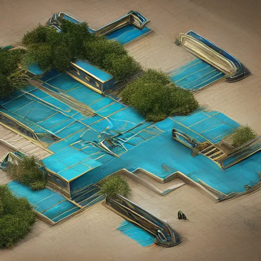 Prompt: beautiful symmetrical boy on a skateboard ramps over the pond surrounded by machine axonometric fantasy intricate elegant highly detailed in volumetric turquoise steampunk, high contrast cinematic light, mystical shadows, octane render, photographic, concept art, art high renaissance art, unreal engine 8 k