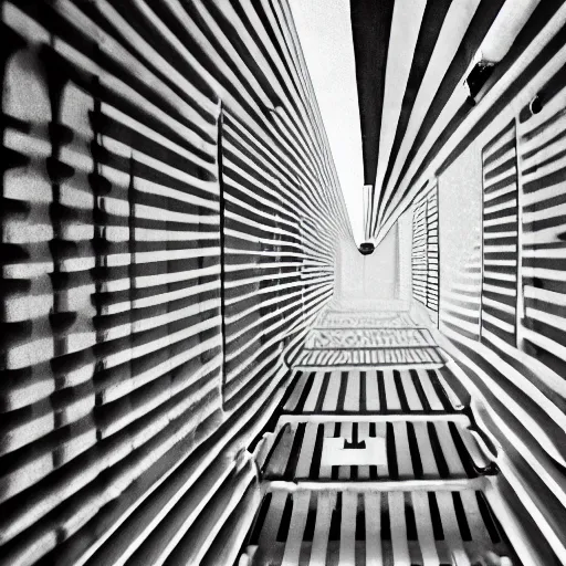 Image similar to black and white press photograph, highly detailed space of stairs, stairs and stairs, detailed textures, natural light, mist, architecture photography, film grain, soft vignette, sigma 8 5 mm f / 1. 4 1 / 1 0 sec shutter, darren aronofsky film still promotional image, imax 7 0 mm footage