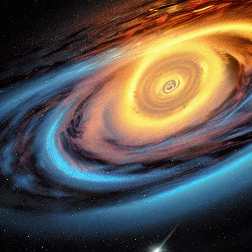 Image similar to gravitational galactic maelstrom, blue fire, vray, highly detailed