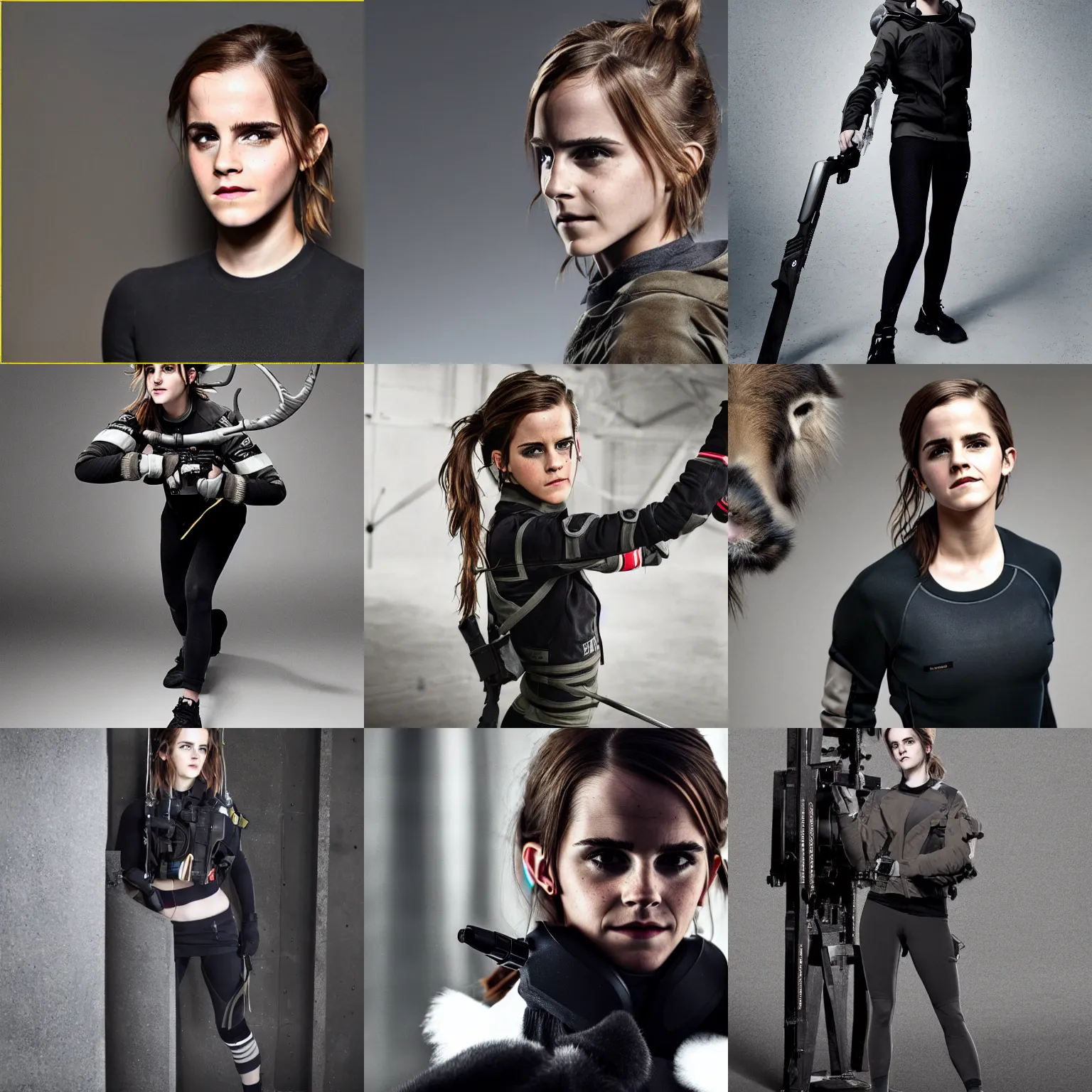 Prompt: Emma Watson techwear, Reindee Lusion, model, studio photo