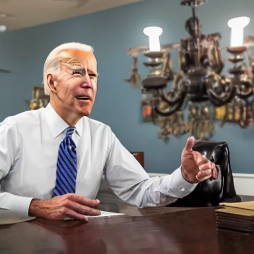 Image similar to photographic still of joe biden in glenn martin dds, very detailed, very intricate,