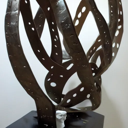 Prompt: A sculpture made from metal and felt