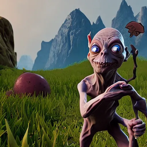 Prompt: Gollum fortnite battle royale