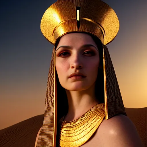 Image similar to photographic portrait of a stunningly beautiful renaissance priestess goth queen of egypt female in soft dreamy light at sunset, contemporary fashion shoot, by edward robert hughes, annie leibovitz and steve mccurry, david lazar, jimmy nelsson, breathtaking, 8 k resolution, extremely detailed, beautiful, establishing shot, artistic, hyperrealistic, beautiful face, octane render