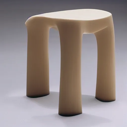 Image similar to the jellyfish stool by tadao ando, corian and oak