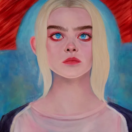 Prompt: alternative movie poster starring Elle Fanning, oil on canvas,