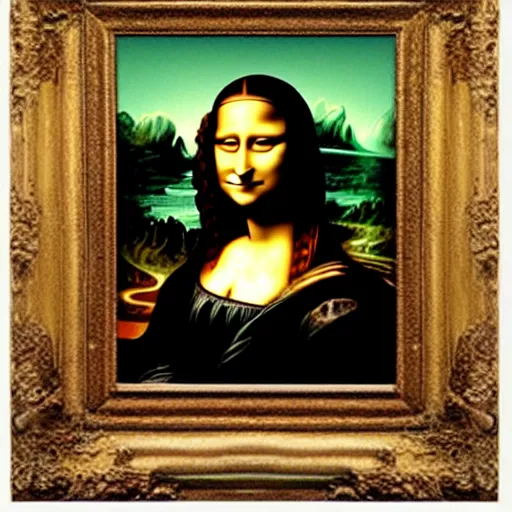 Prompt: Mona Lisa by Banksy hyper real oil painting