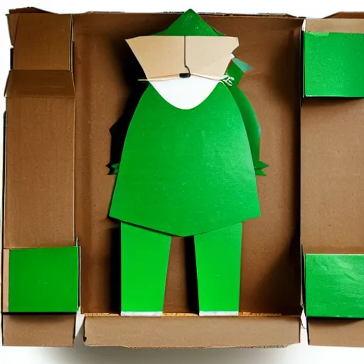 Prompt: a cardboard box green