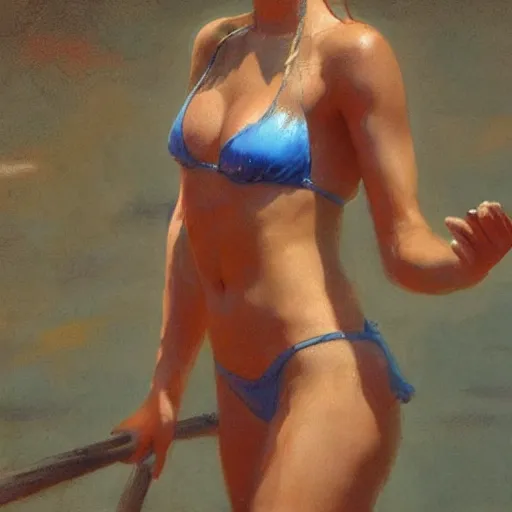 Prompt: halsey in a bikini, 8 k octane beautifully detailed render, post - processing, extremely hyper - detailed, intricate, epic composition, cinematic lighting, masterpiece, trending on artstation, masterpiece, stunning art by anders zorn, wonderful masterpiece by greg rutkowski, beautiful cinematic