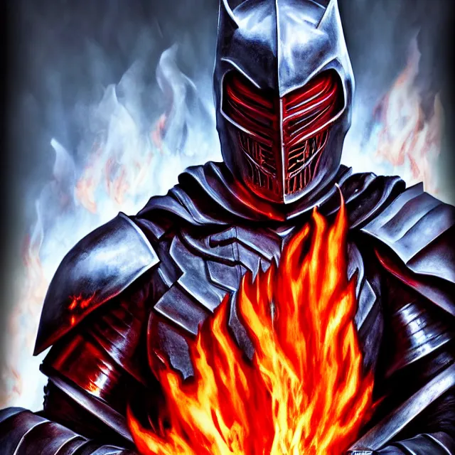 Image similar to hell knight with fire powers, highly detailed, 4 k, hdr, smooth, sharp focus, high resolution, award - winning photo, clayton crain, photorealistic