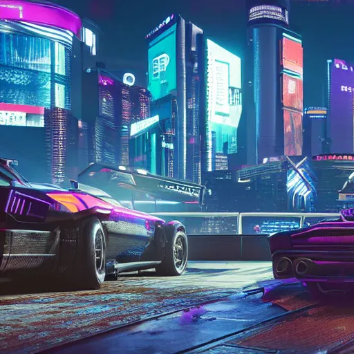 Prompt: cyberpunk 2 0 7 7 night city, post card,