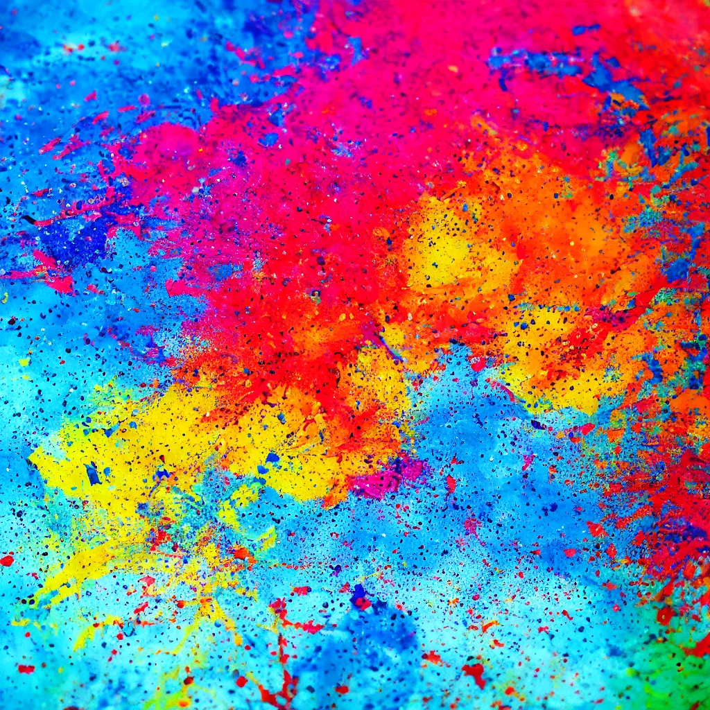 Prompt: epic paint splatter in water