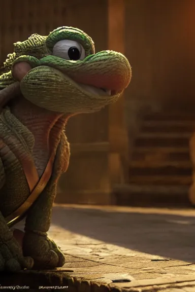 Image similar to very very intricate photorealistic photo of yoshi in an episode of game of thrones, photo is in focus with detailed atmospheric lighting, award - winning details