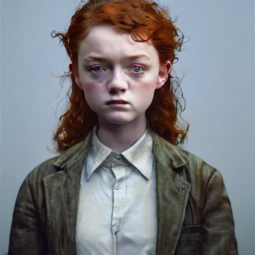 Prompt: sadie sink hyperrealistic mixed media image of leopoldo butters stotch, stunning 3 d render inspired art by greg rutkowski and xiang duan and thomas eakes, perfect facial symmetry, flesh texture, realistic, highly detailed attributes and atmosphere, dim volumetric cinematic lighting, 8 k octane detailed render, post - processing, masterpiece,