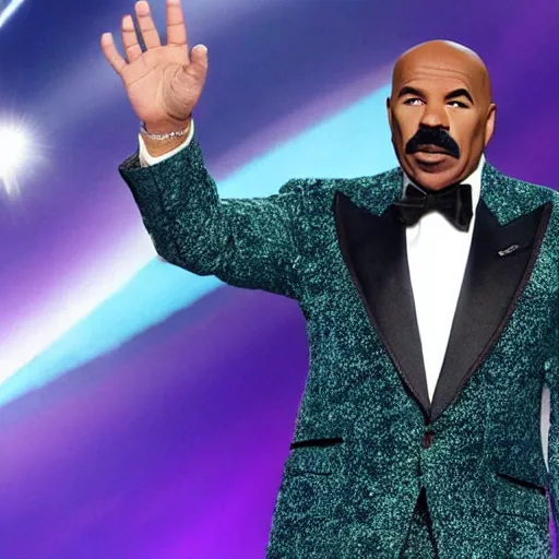 Image similar to Steve harvey with the infinity gauntlet