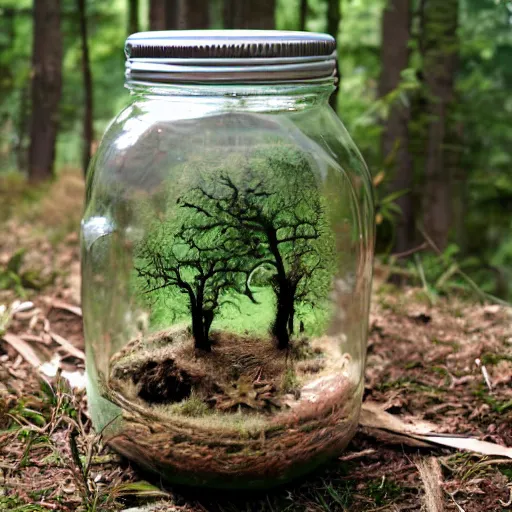 Prompt: the forest inside the jar