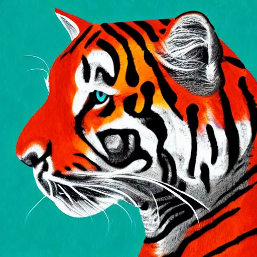 Image similar to 📻📤🐅, digital art