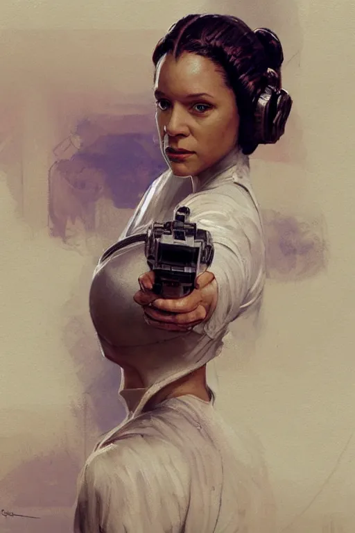 Prompt: candid portrait of will smith as princess leia by greg rutkowski
