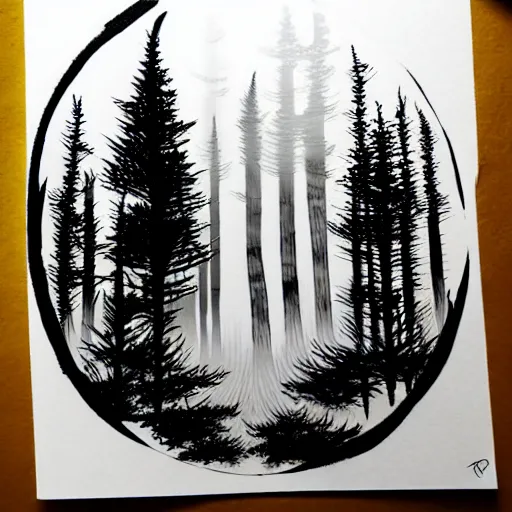 Image similar to zen forest ink