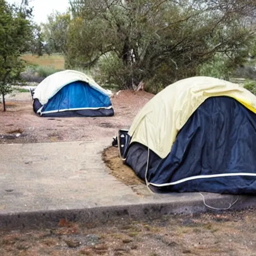 Image similar to homeless person luxury encampment