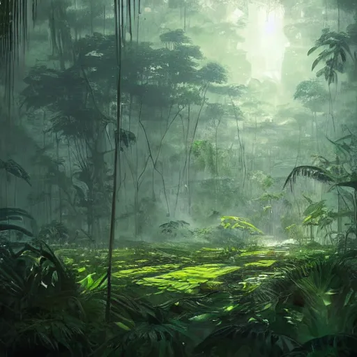 Image similar to jungle by greg rutkowski, lsd hallucination