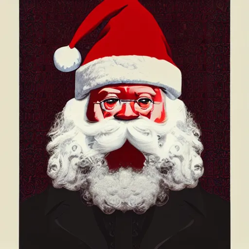 Image similar to a portrait of santa claus dressed as karl marx, 4 k, ultra detailed, by shepard fairey and beeple