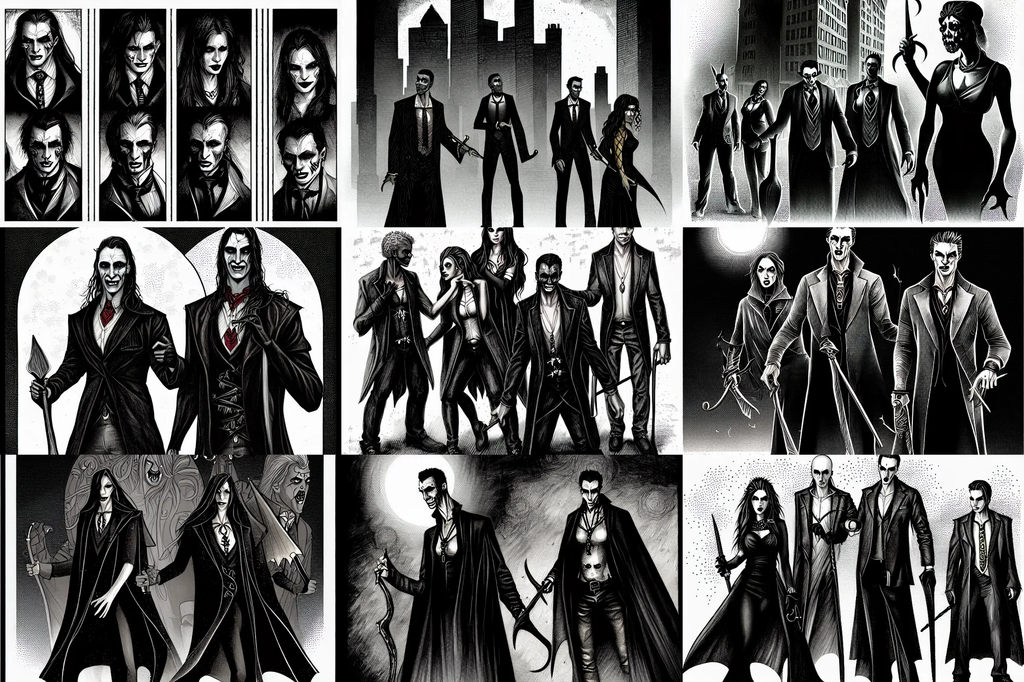 Prompt: illustration of the carthian vampires of chicago, chronicles / new world of darkness ( by white wolf )