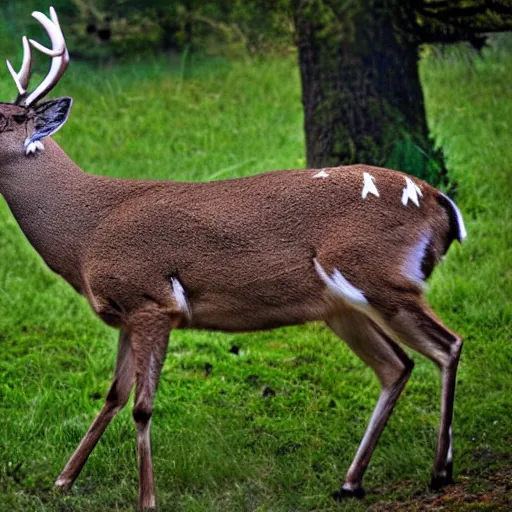 Image similar to a rocket launcher explosive deer military animal beast, huge, powerful, rocket, launcher, scary, anger, rage, canon eos c 3 0 0, ƒ 1. 8, 3 5 mm