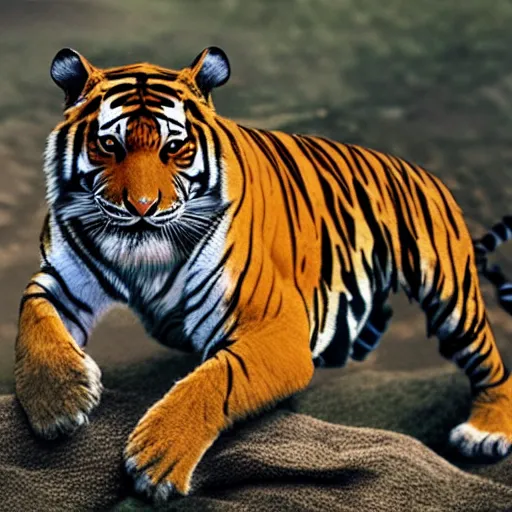 Image similar to hyper realistic image of an origami tiger, life sized