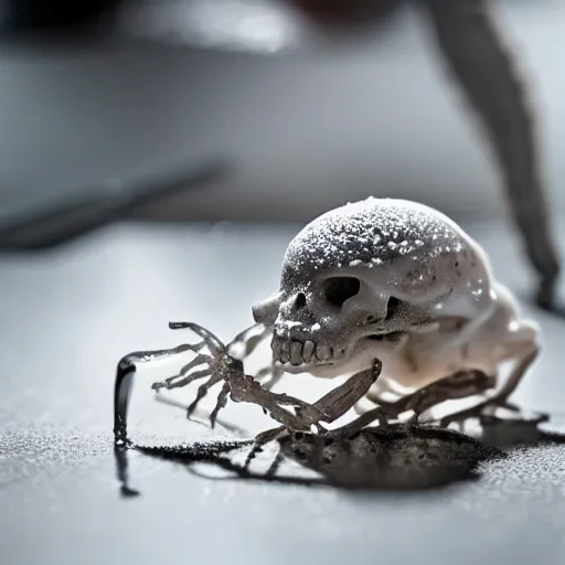 Image similar to skeleton pouring salt on a slug