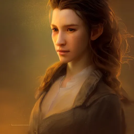 Image similar to Elegant Aerith Gainsborough portrait, atmospheric lighting, painted, intricate, volumetric lighting, beautiful, golden hour, sharp focus, ultra detailed, by Leesha Hannigan, Ross Tran, Thierry Doizon, Kai Carpenter,Ignacio Fernández Ríos