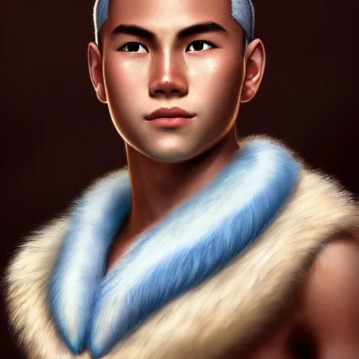 Image similar to beautiful serene intricate portrait of sokka from the water tribe as a young inuit man with light blue eyes, smiling softly, relaxing on the beach, golden hour, soft focus, 8 k, art by irakli nadar, hyperrealism, hyperdetailed, ultra realistic