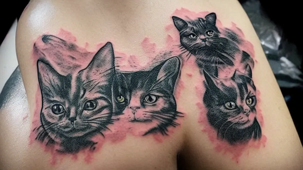 Image similar to a cat in tatoo style